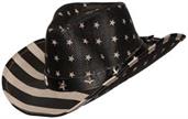 Black & Gray American Flag Cowboy Hat Adult Costume Accessory