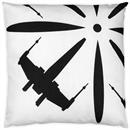 Star Wars White Throw Pillow | Black X-Wing Fighter Design | 25 x 25 Inches