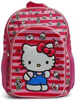 Sanrio Hello Kitty Pink Striped 16 Inch Backpack with Front Pocket