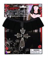 Velvet Choker-Cross Costume Medallion